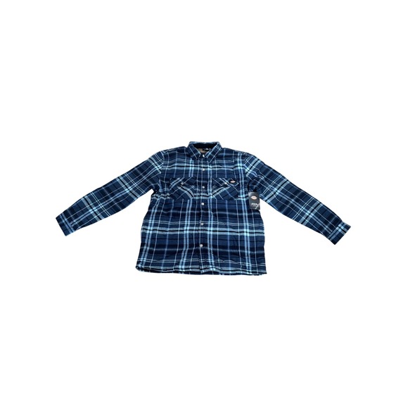 Dickies Other - Dickies Mens Relaxed Fit Lined Flannel Shirt Jacket L Blue Plaid Shacket